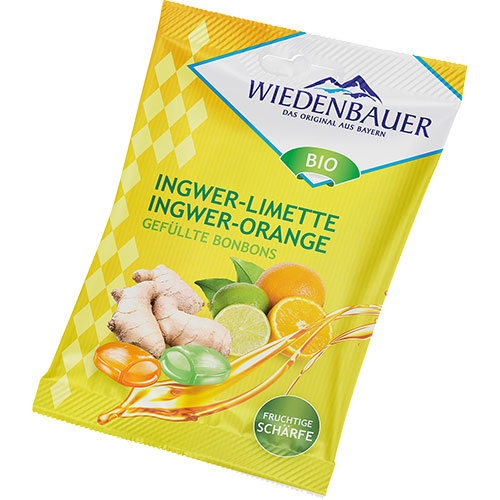 ΒΙΟΛΟΓΙΚΕΣ ΚΑΡΑΜΕΛΕΣ ΤΖΙΝΤΖΕΡ, ΛΑΪΜ & ΠΟΡΤΟΚΑΛΙ WIEDENBAUER 75g ΒΙΟ