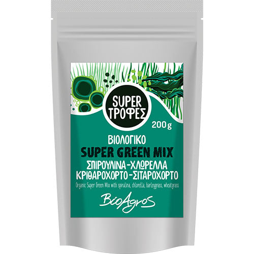 SUPER GREEN MIX (ΣΠΙΡΟΥΛ,ΧΛΩΡΕΛ,ΚΡΙΘΑΡ ΣΙΤΑΡΟΧ) ΒΙΟ 200ΓΡ ΒΙΟΑΓΡΟΣ