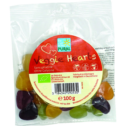 ΒΙΟΛΟΓΙΚΑ ΖΑΧΑΡΩΤΑ ΦΡΟΥΤΩΝ HEARTS VEGAN ΧΩΡΙΣ ΓΛΟΥΤΕΝΗ PURAL 100ΓΡ ΒΙΟ